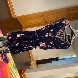 Flower Button-Up Romper with Tie Waste